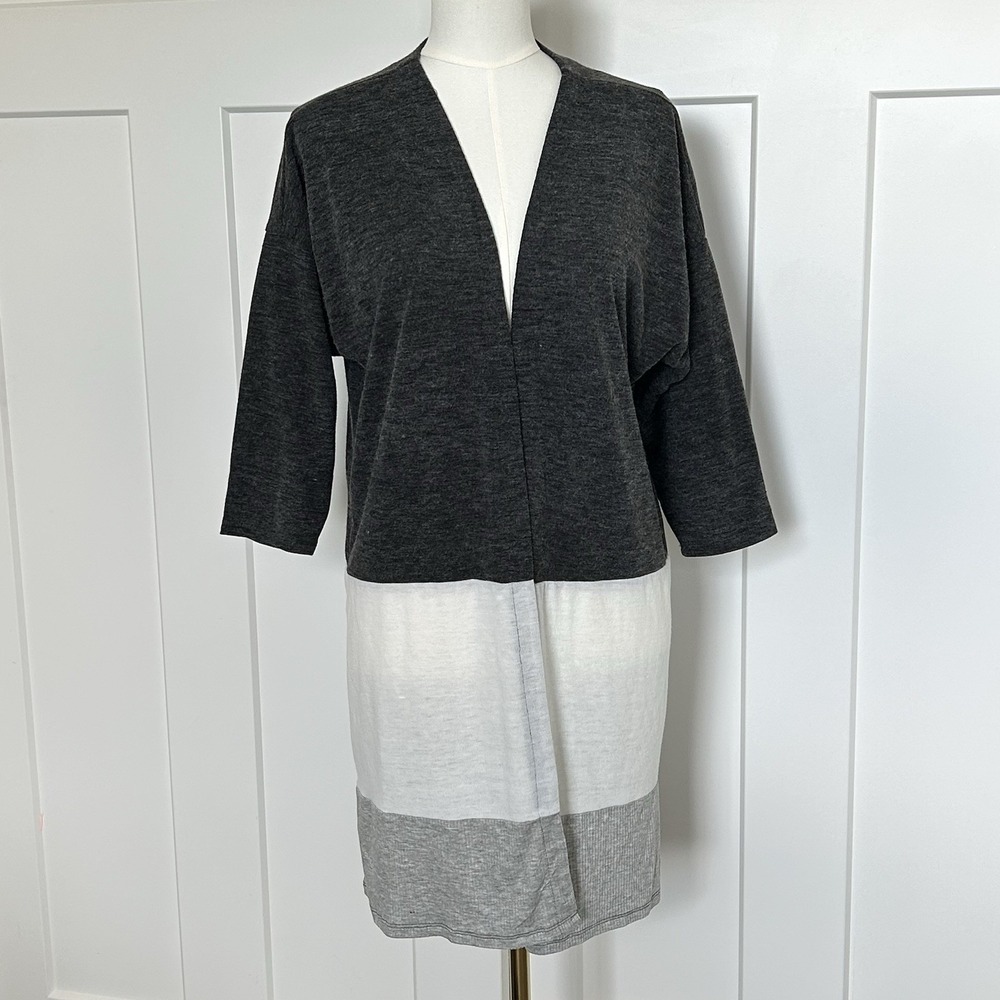 NWT* Maurice's Open-Front Duster Cardigan Women's XL Colorblock Black Grey White
